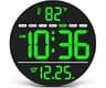 WallarGe Electric Large Digital Wall Clock with LED Display | PLUG IN clock with Temperature, Auto DST, Date and Day,...