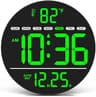 WallarGe Large Digital Wall Clock with LED Display, Electric Wall Clock with Temperature, Auto DST, Date, and Day, 5-...