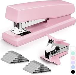 Pink Office Stapler, 25 Sheet Capacity with 2000 Staples and Staple Remover, Desktop Stapler,Pink Office Supplies for...
