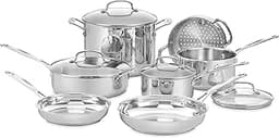 Cuisinart Chef’s Classic 11-Piece Stainless Steel Pots and Pans Set, Cookware Set Compatible with Induction, Electric...