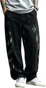 Men's Y2K Ripped Baggy Wide-Leg Jeans in Gradient Tie-Dye Denim