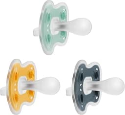 Dr. Brown's Advantage One-Piece Silicone Baby Pacifier, Fully Symmetrical Soother, Dark Gray/Green/Yellow, 6-18m, BPA...