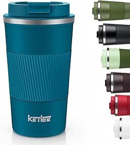 KETIEE Travel Coffee Mug 12oz: Insulated Coffee Cup with Leakproof Lid, Coffee Tumbler, Vacuum Stainless Steel Reusab...