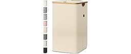 BALEINE Laundry Hamper with Lid, Tall Laundry Baskets with Bamboo Pull Handles, Large Laundry Bin with Internal Suppo...