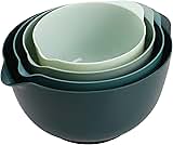 BoxedHome Green Ombre Nesting Plastic Mixing Bowl Set With Pour Spout, Microwave and Dishwasher Safe, BPA free Non-Sl...