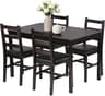 FDW | 5-Piece Solid Wood Dining Table Set for 4 | Brown | Space-Saving Design | Smooth Easy-to-Clean Surface | Pine K...