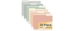 SUNEE File Folders, 30 Pack Manilla Folders 8.5 x 11, Colored File Folders Home Office School Supplies for Documents ...