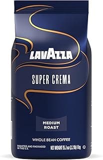 Lavazza Super Crema Whole Bean Coffee, Medium Espresso Roast, Arabica and Robusta Blend, 2.2 lb Bag, Package May Vary...