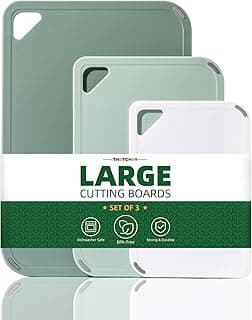 Plastic Cutting Board Set of 3-Cutting Boards for Kitchen BPA Free, Large-Small Chopping Boards Non-Slip for Cooking ...