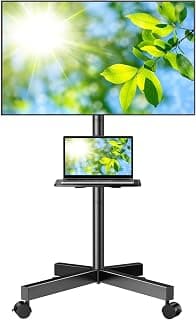 PERLESMITH Rolling TV Stand, Mobile TV Stand for 23-60 Inch LCD LED TVs, Tilt TV Stand Wheels Holds up to 88Lbs, Port...