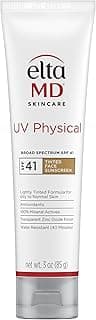 EltaMD UV Physical Tinted Sunscreen for Face, 100% Mineral Active Sunscreen