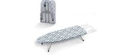 Small Tabletop Ironing Board Foldable, RAINHOL Blue White Stripes 32"x 12" | Steel Mesh Portable Iron Board with Iron...