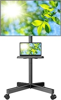 PERLESMITH Rolling TV Stand, Mobile TV Stand for 23-60 Inch LCD LED TVs, Tilt TV Stand Wheels Holds up to 88Lbs, Port...