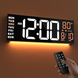 JALL 16" Large Digital Wall Clock with Remote, Back to School Classroom, Gift for Student Teacher, Big LED for Senior...