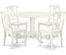 East West Furniture DLKE5-LWH-W 5 Piece Dining Room Furniture Set Includes a Round Kitchen Table with Dropleaf and 4 ...