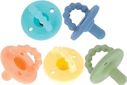 Nuby Silicone Softees Pacifier and Teethers - (5-Pack) Silicone Baby Pacifiers and Teethers - 0+ Months - Assorted Co...