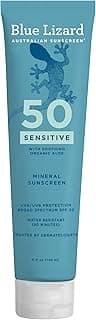 Blue Lizard Sensitive Mineral SPF 50 Sunscreen Lotion, 100% Mineral Sunscreen, UVA/UVB Protection, Infused with organ...