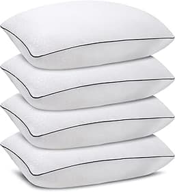 Standard Size Bed Pillows for Sleeping 4 Pack,Luxury Hotel Pillows,Comfortable and Supportive,Machine Washable,Suitab...