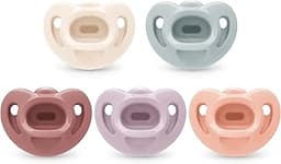 NUK 100% Silicone Comfy Orthodontic Pacifiers, 0-6 Months, Pink Fashion, Timeless Collection, 5 Count