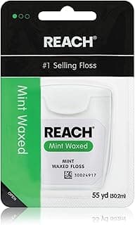 REACH Waxed Dental Floss, Mint, Plaque Remover for Teeth, Shred Resistant, Floss Slides Smoothly, Easy to Use, Waxed,...