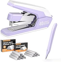Effortless Stapler for Desk with 40-50 Sheet Capacity, 2000 Staples, 1-Touch Stapling, Ergonomic & Easy to Load Deskt...