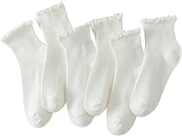 Hstyle 6 Pairs of Ruffle Socks Women, Cute Ruffle Ankle Socks