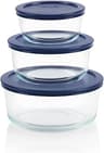 Pyrex Simply Store (3-Pack) Glass Food Storage Containers Set, (2, 4 & 7 Cup) Meal Prep Containers With Plastic BPA-F...