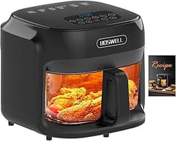 BOSWELL 7.5 QT Large Glass Air Fryer, 6-1 Preset Cook Modes | Transparent Fry Bowl, Black, Circulating Heating & Temp...