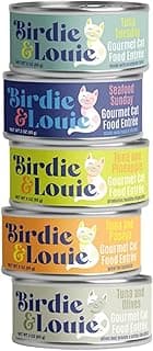 Birdie & Louie Wet Cat Food Variety Pack of Tuna Flavors | 6 Cans of 5 Different Tuna Flavors | All Natural Ingredien...