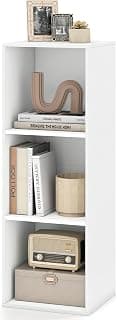 Giantex 3-Cube Modern Bookcase, Vertical or Horizontal, White | 4-Tier Bookshelf w/ Anti-Tipping Kits, Freestanding C...