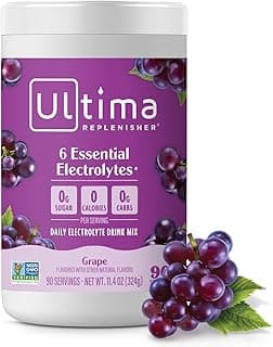 Ultima Replenisher Daily Electrolyte Powder Drink Mix – Sugar Free – Grape, 90 Servings – Hydration Powder with 6 Key...