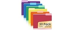 SUNEE File Folders, 30 Pack Manilla Folders 8.5 x 11, Colored File Folders Home Office School Supplies for Documents ...