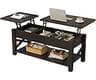 Rolanstar Coffee Table 47.2", 2 Way Lift Top Farmhouse Center Table with Hidden Compartment, Open Shelf & X Wooden Su...