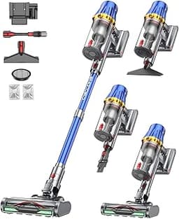 H9 Cordless Vacuum Cleaner, 700W 58kPa 90 Mins Runtime Stick Vacuum, Self-Standing Wireless Vac with 6 Green LEDs, An...