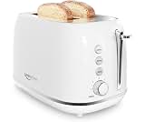 Keenstone 2 Slice Toaster, Retro Stainless Steel Kitchen Essentials, White | Retro Kitchen Decor, 18/8 Food-Grade Ste...