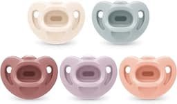 NUK 100% Silicone Comfy Orthodontic Pacifiers, 0-6 Months, Pink Fashion, Timeless Collection, 5 Count