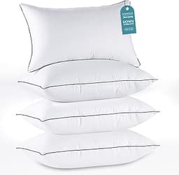 HUXMEYSON Pillows Standard Size Set of 4, Bed Pillows Set of 4, Down Alternative Luxury Hotel Pillows for Sleeping an...
