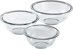 Pyrex Essentials (3-Piece) Glass Mixing Bowls Set For Prepping, Baking and Cooking, Preheated Oven, Dishwasher, Freez...