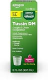 Amazon Basic Care Tussin Cough Plus Chest Congestion DM Syrup, Non-Drowsy Expectorant, Mucus Relief, Raspberry Flavor...