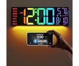 JALL 16.2" Large Digital Wall Clock with Bluetooth Sync for Classroom, RGB Digital Clock Large Display with Auto DST,...