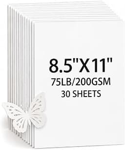 White Cardstock 8.5 x 11 in 75lb/200gsm Printer Paper