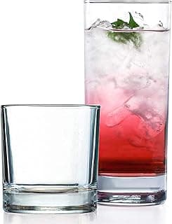 Everyday Drinking Glasses Set of 8 Drinkware Hurricane Glasses, Kitchen Glasses for Cocktail, Iced Coffee, Beer, Ice ...