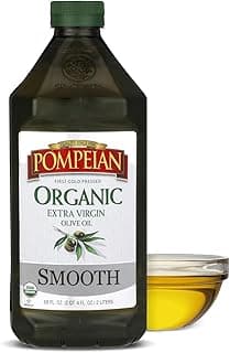 Pompeian Smooth Organic Extra Virgin Olive Oil - 68 fl oz (2 L) First Cold Pressed Olive Oil for Cooking - Smooth Tas...