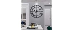LEIKE 16" Large Wall Clocks Battery Operated, Round Modern Silent Non-Ticking Black Metal Wall Clock for Living Room ...