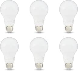 Amazon Basics A19 LED Light Bulbs, 60 Watt Equivalent, Energy Efficient 9W, E26 Standard Base, Soft White 2700K, Dimm...