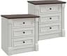 Aitjunz 26" Tall Farmhouse Nightstand Set of 2, 3 Drawers End Table w/Charging Station, 23.6" Wide Large Side Table w...