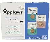 Applaws Fish Variety Mousse Wet Cat Food, 3-Flavor 12-Pack 2.47 oz Pouches | 100% Natural, High Quality Protein, Limi...