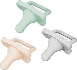 Dr. Brown's HappyPaci 100% Silicone Baby Pacifier, Contoured One-Piece Design, Gray/Green/Ecru, 0-6m, BPA-Free, 3-Pack