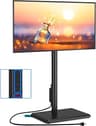 Rfiver Swivel Floor TV Stand with Power Outlet for 32-65 inch TVs, Height Adjustable Tall TV Stand with Wood Base, Ho...