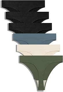 GRANKEE Women's High Waisted Breathable Seamless Thong Panties,No Show Workout Underwear,Comfortable Cotton Crotch,6 ...